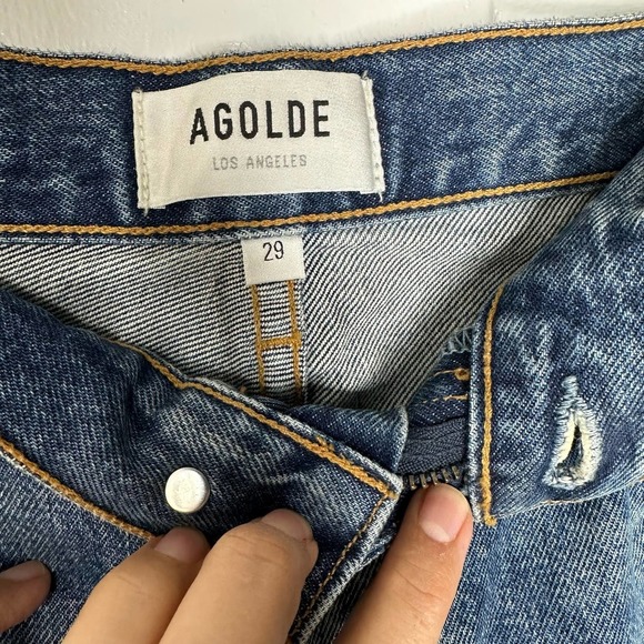 Agolde High Waist Straight Leg Blue Denim Jeans size 29 Medium Wash - Picture 6 of 11